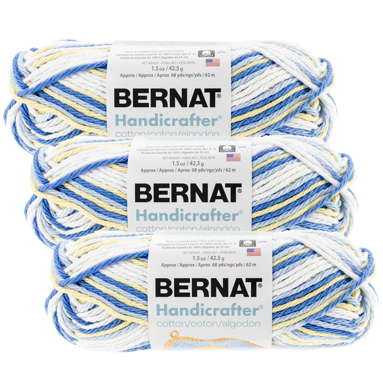 (Pack of 3) Bernat Handicrafter Cotton Yarn - Ombres-Sunkissed Ombre
